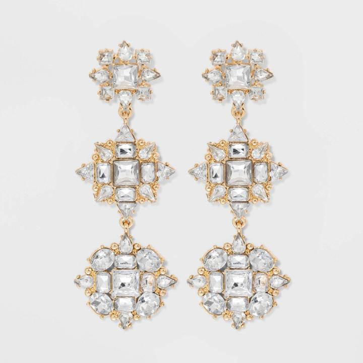 Sugarfix By Baublebar Tiered Crystal Drop Earrings - Clear, Women's