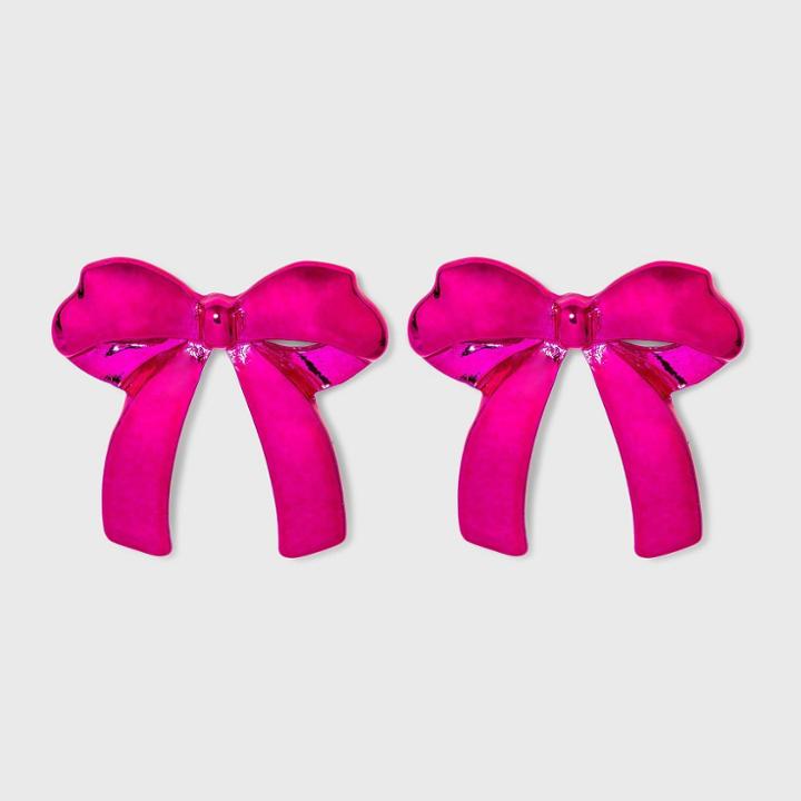 Sugarfix By Baublebar Metallic Bow Drop Earrings - Neon Pink