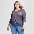 Women's Plus Size Long Sleeve Chip Salsa Repeat Graphic T-shirt Charcoal 3x - Zoe+liv, Grey