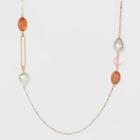 Pearl Acrylic Glass Mix Station Necklace - A New Day Blush, Women's, Gold