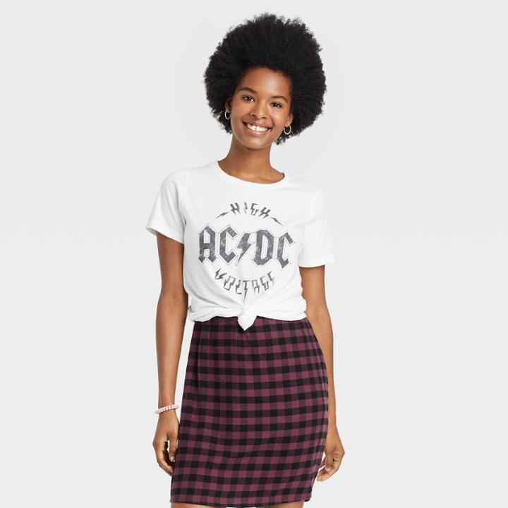 Women's Ac/dc High Voltage Short Sleeve Graphic T-shirt - White