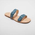 Women's Penny Two Band Buckle Sandals - A New Day Navy