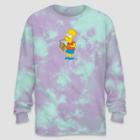 The Simpsons Men's Bart Simpson Pullover Sweatshirt - Turquoise Blue/lilac Purple