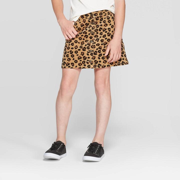 Girls' Corduroy Animal Print Skirt - Cat & Jack Brown
