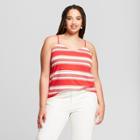 Women's Plus Size Striped Cross Back Tank Top - Universal Thread Red/white