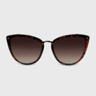 Women's Cateye Round Plastic Metal Sunglasses - A New Day Brown, Brown/grey