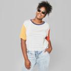 Women's Plus Size Color Blocked Short Sleeve Oversized T-shirt - Wild Fable Ivory