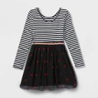 Girls' Halloween Long Sleeve Tulle Dress - Cat & Jack Black/white