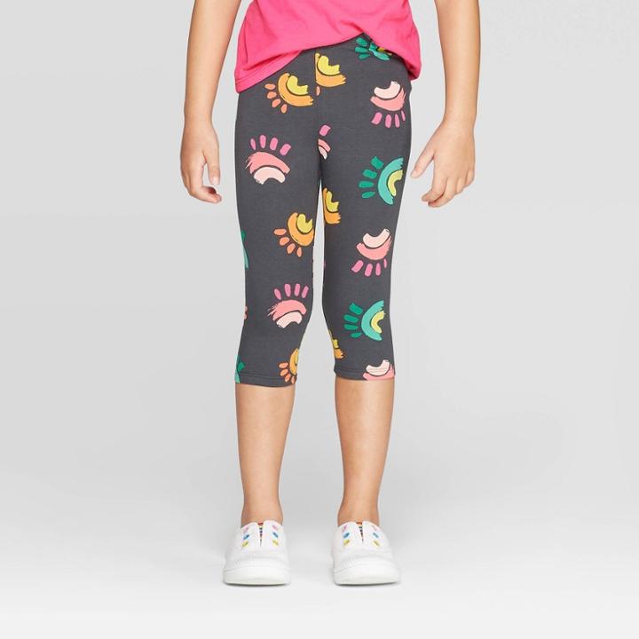 Toddler Girls' Capri Leggings - Cat & Jack Charcoal
