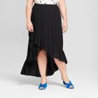 Women's Plus Size Ruffle Maxi Skirt - A New Day Black X