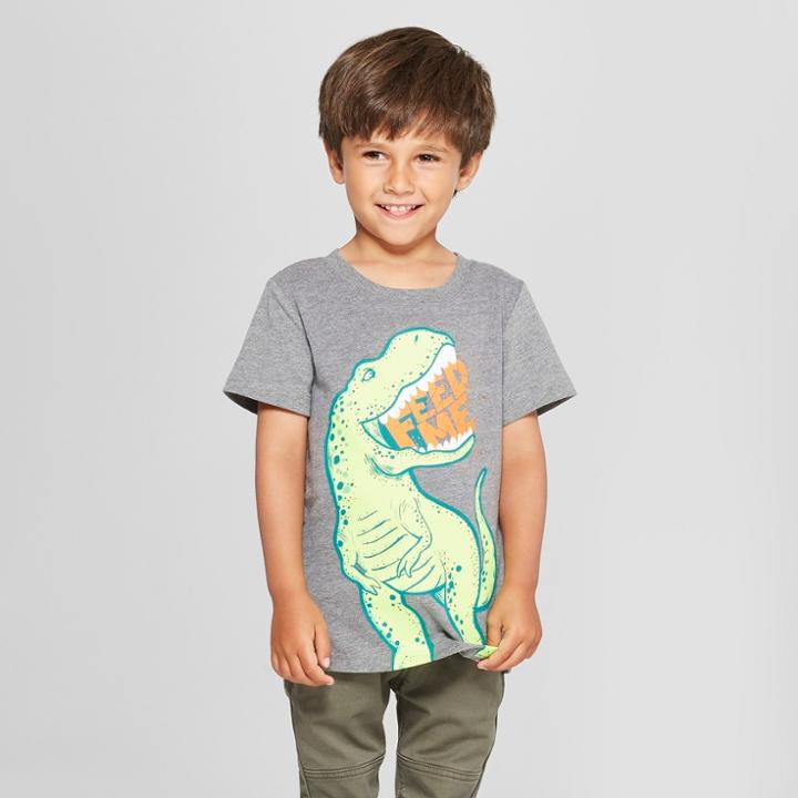 Toddler Boys' Feed Me Graphic Short Sleeve T-shirt - Cat & Jack Heather Gray