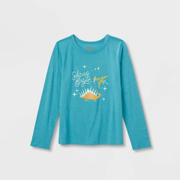 Kids' Adaptive Long Sleeve Hanukkah 'shine Bright' Graphic T-shirt - Cat & Jack Blue