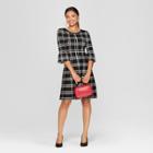 Women's Plaid Bell Sleeve Sweater Dress - Spenser Jeremy - Black/white