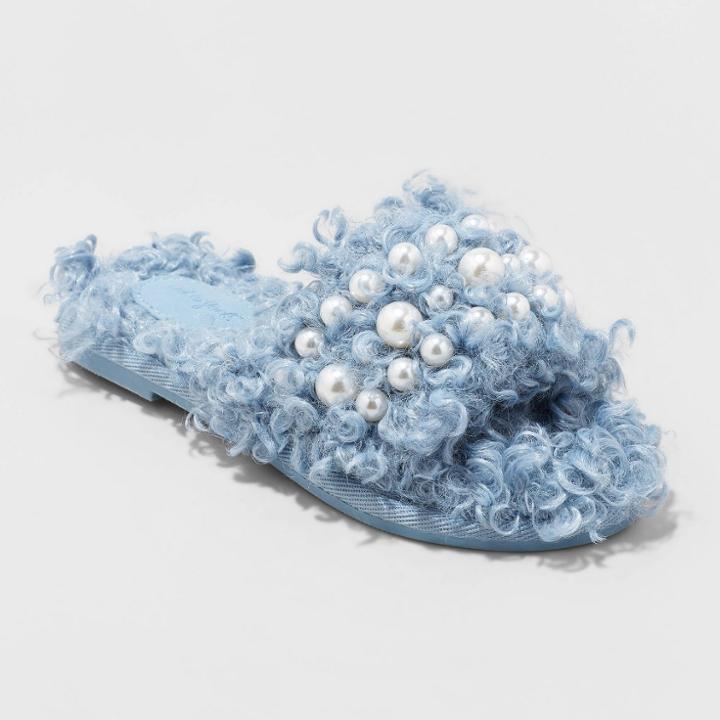 Girls' Adeline Slip-on Embellished Slide Slippers - Cat & Jack Blue