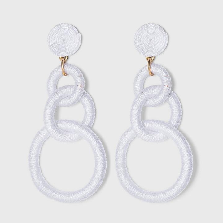 Thread Wrapped Post And Circle Link Drop Earrings - A New Day White