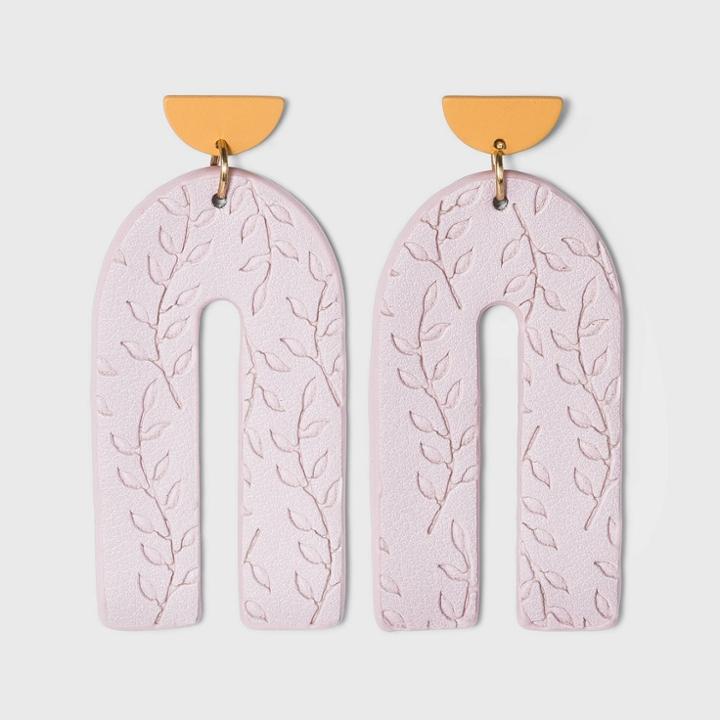 Sprayed Half Circle Post With Patterned U Shape Drop Earrings - Universal Thread Purple