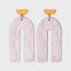 Sprayed Half Circle Post With Patterned U Shape Drop Earrings - Universal Thread Purple