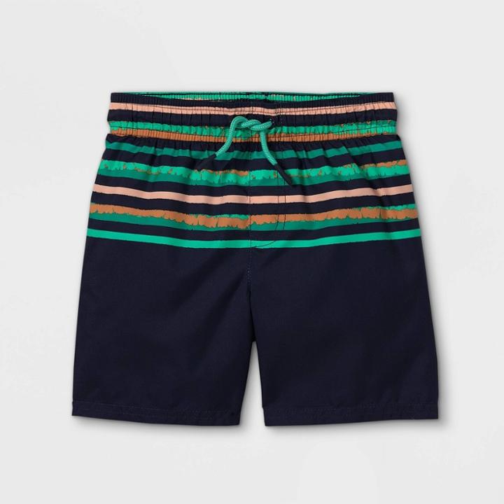 Baby Boys' Striped Swim Trunks - Cat & Jack Turquoise