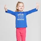 Toddler Girls' Long Sleeve Smart And Brave T-shirt - Cat & Jack Blue