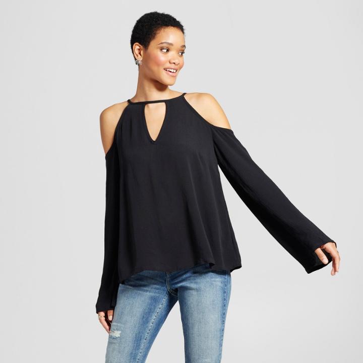 Women's Gauze Keyhole Off The Shoulder - Mossimo Supply Co. Black