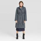 Women's Double Breasted Wrap Coat - A New Day Charcoal