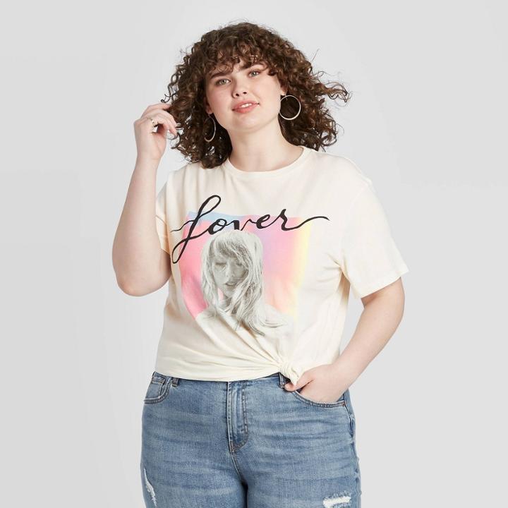 Women's Taylor Swift Lover Plus Size Short Sleeve Graphic T-shirt - Bravado (juniors') - White 3x, Women's,