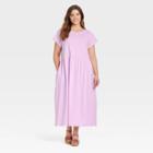 Women's Plus Size Short Sleeve Babydoll T-shirt Dress - Universal Thread Purple