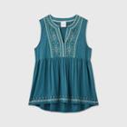 Women's Sleeveless Embroidered Blouse - Knox Rose Green