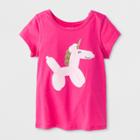 Toddler Girls' Adaptive Short Sleeve Unicorn Graphic T-shirt - Cat & Jack Pink