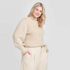 Women's Plus Size Mock Turtleneck Chunky Knit Pullover Sweater - Who What Wear Gray 1x, Women's, Size: