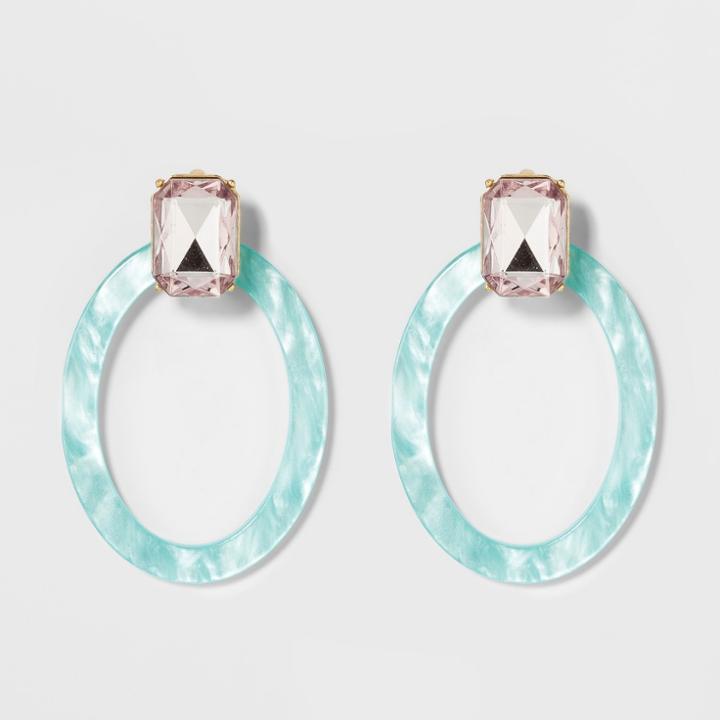 Sugarfix By Baublebar Crystal Studs Resin Hoop Earrings - Turquoise, Girl's