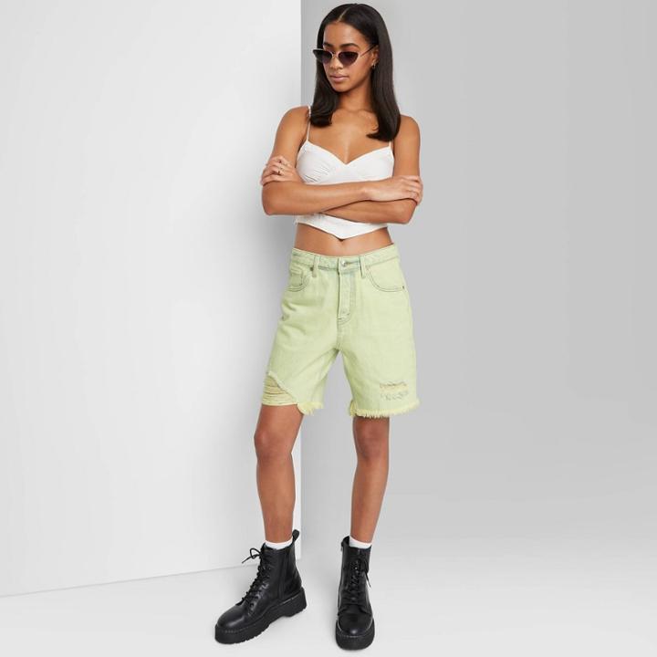 Women's High-rise Wide Leg Bermuda Jean Shorts - Wild Fable