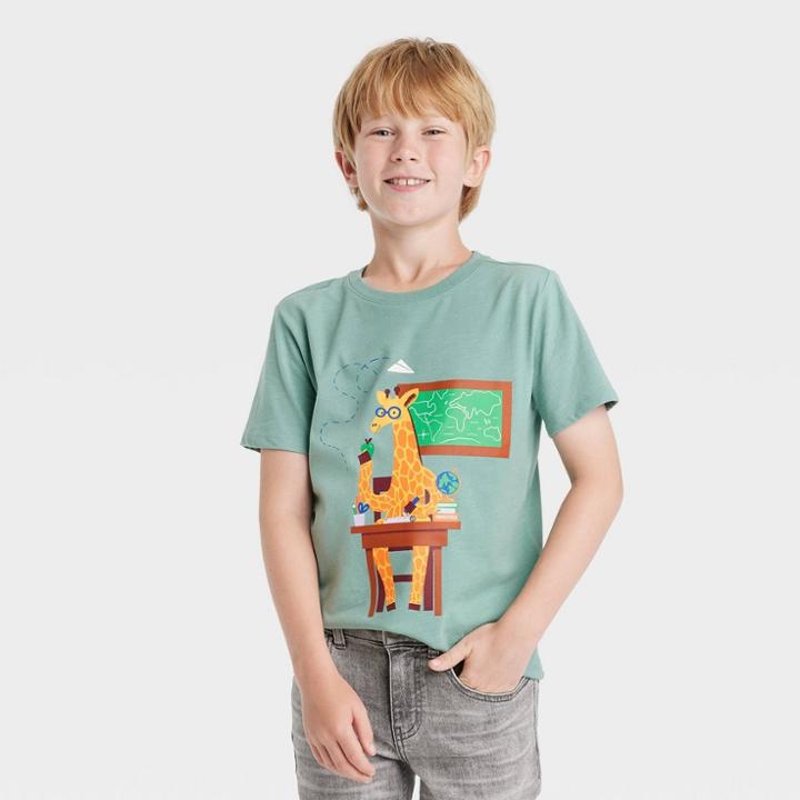 Boys' 'mr.giraffe' Short Sleeve Graphic T-shirt - Cat & Jack Ocean Green