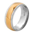 Men's West Coast Jewelry Goldplated Stainless Steel Ridged Edge Band Ring (10),