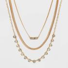 Multi-strand Crystal Statement Chain Necklace - A New Day Clear, Grey Gold