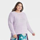 Women's Plus Size Crewneck Pullover Sweater - Ava & Viv Purple