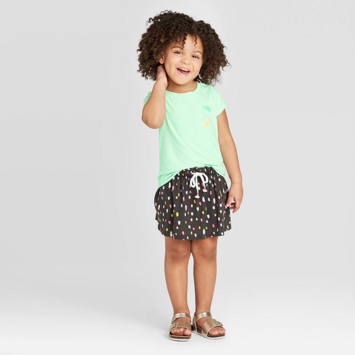 Petitetoddler Girls' Short Sleeve Cherry Graphic T-shirt - Cat & Jack Mint 18m, Toddler Girl's, Green