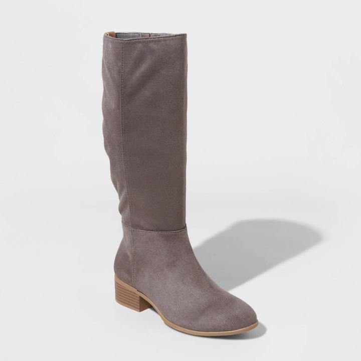 Women's Hilda Microsuede Scrunch Booties - Universal Thread Taupe