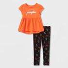 Toddler Girls' 'little Pumpkin' Short Sleeve Top And Leggings Set - Cat & Jack Orange