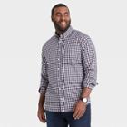 Men's Tall Checked Standard Fit Stretch Poplin Long Sleeve Button-down Shirt - Goodfellow & Co
