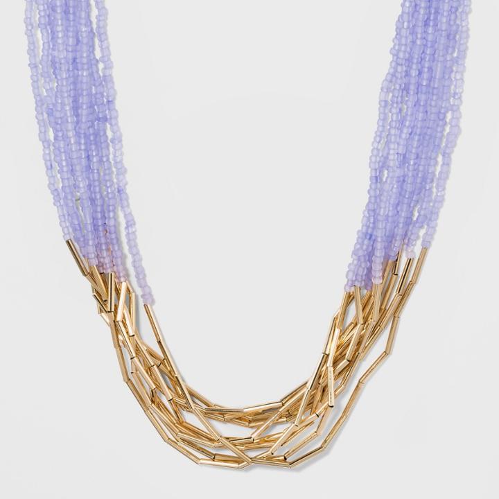 Multi Row Beaded With Tube Beads Necklace - A New Day