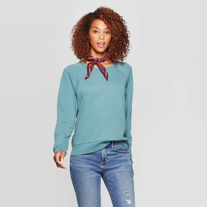 Women's Crewneck Sweatshirt - Universal Thread Teal (blue)