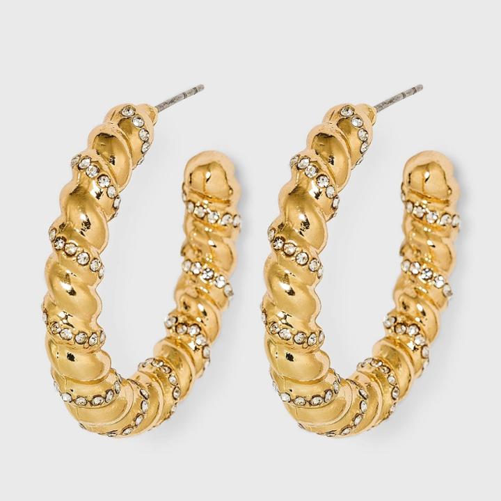 Sugarfix By Baublebar Crystal And Gold Twist Hoop Earrings - Gold