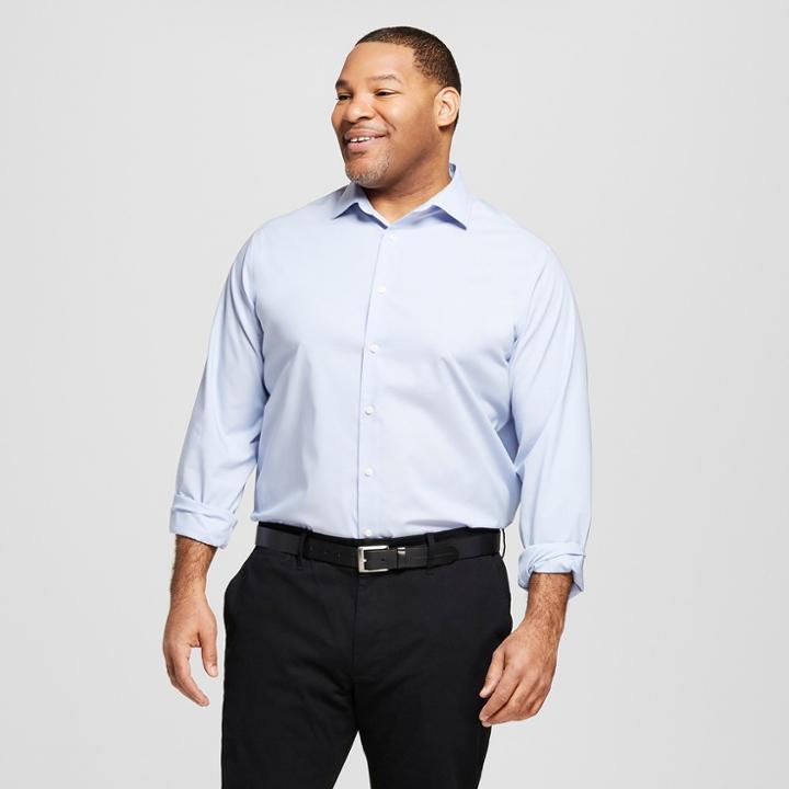 Men's Big & Tall Standard Fit Button-down Dress Shirt - Goodfellow & Co Blue M-tall,