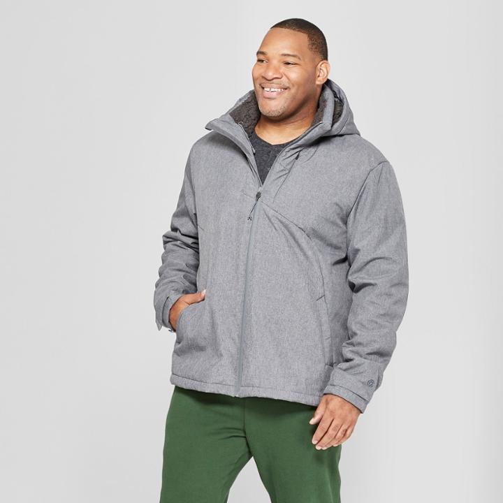 Men's Big & Tall Sherpa Hooded Softshell Jacket - C9 Champion Charcoal Grey Xxxl