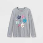 Girls' 'hanukkah' Long Sleeve Graphic T-shirt - Cat & Jack Heather Gray