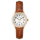 Women's Timex Easy Reader Watch With Leather Strap- Gold/brown T2j7619j,