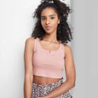Women's Split Neck Super Cropped Tank Top - Wild Fable Blush Pink