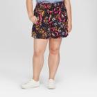 Women's Floral Print Crepe Shorts - A New Day Navy X, Blue