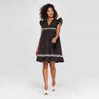 Women's Frill Sleeve Ric Rac Mini Dress - Who What Wear Black